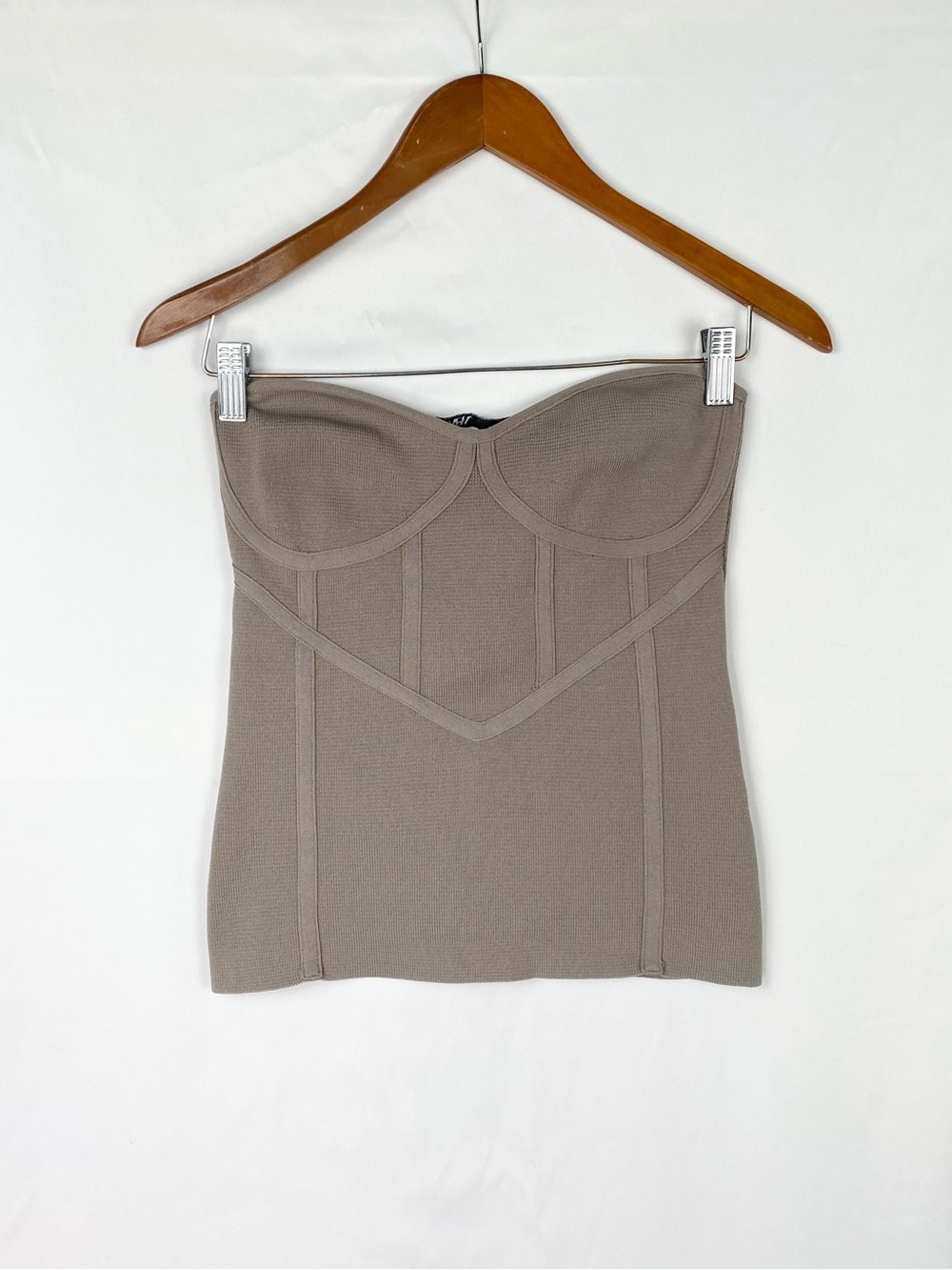 Zara Knit Strapless Bustier Size Small Brown Tan Stretchy